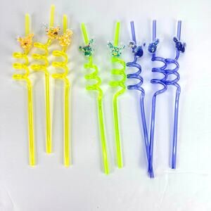 8 Glitter Mickey Mouse Straws Kids Favors Reusable Drinking Straw Birthday Party